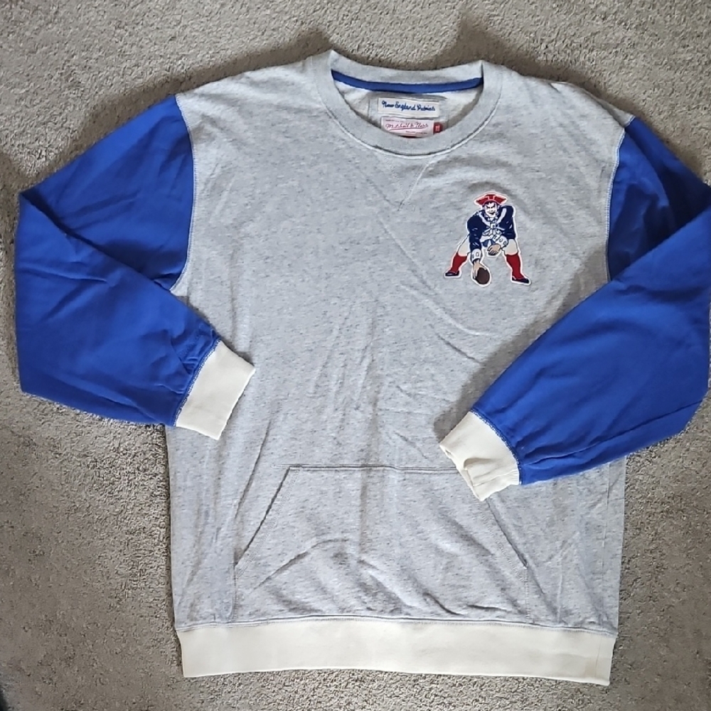 Patriots 3xl Gray and Blue Crewneck